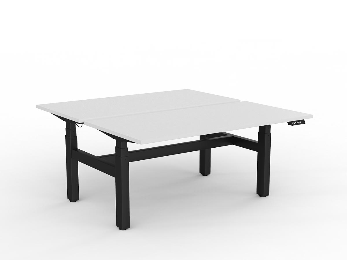 AgileMotion+ shared desk, Studio White worktop with Black frame