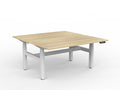 AgileMotion+ shared desk, Smooth New Oak worktop with White frame