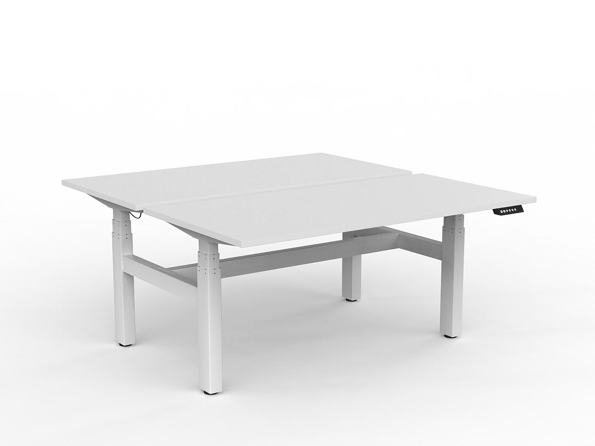 AgileMotion+ shared desk, Studio White worktop with White frame