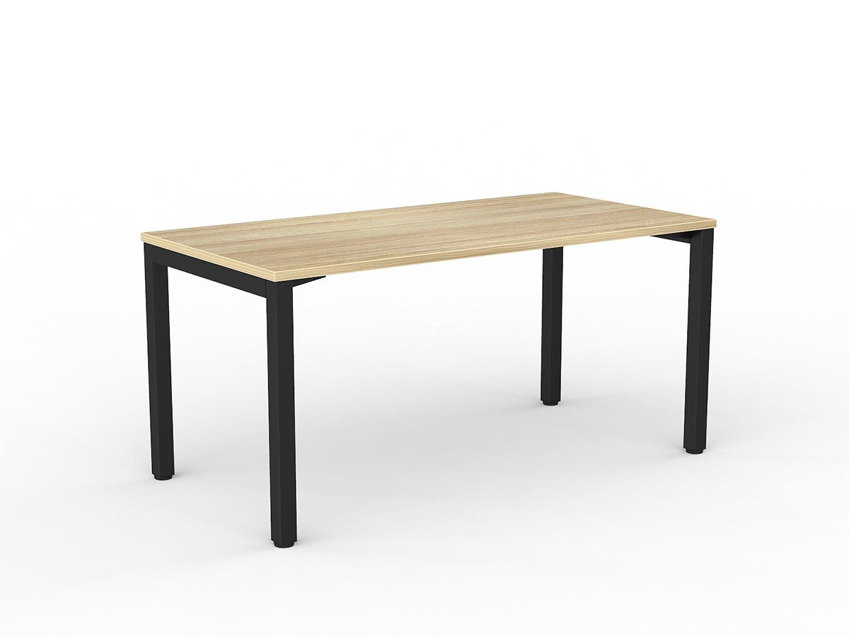 Axis Fixed Straight Desk, Smooth New Oak worktop with Black frame