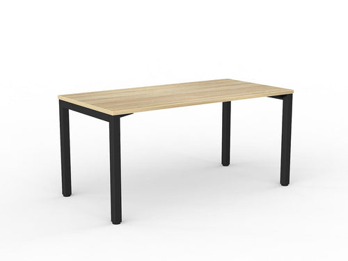 Axis Fixed Straight Desk, Smooth New Oak worktop with Black frame