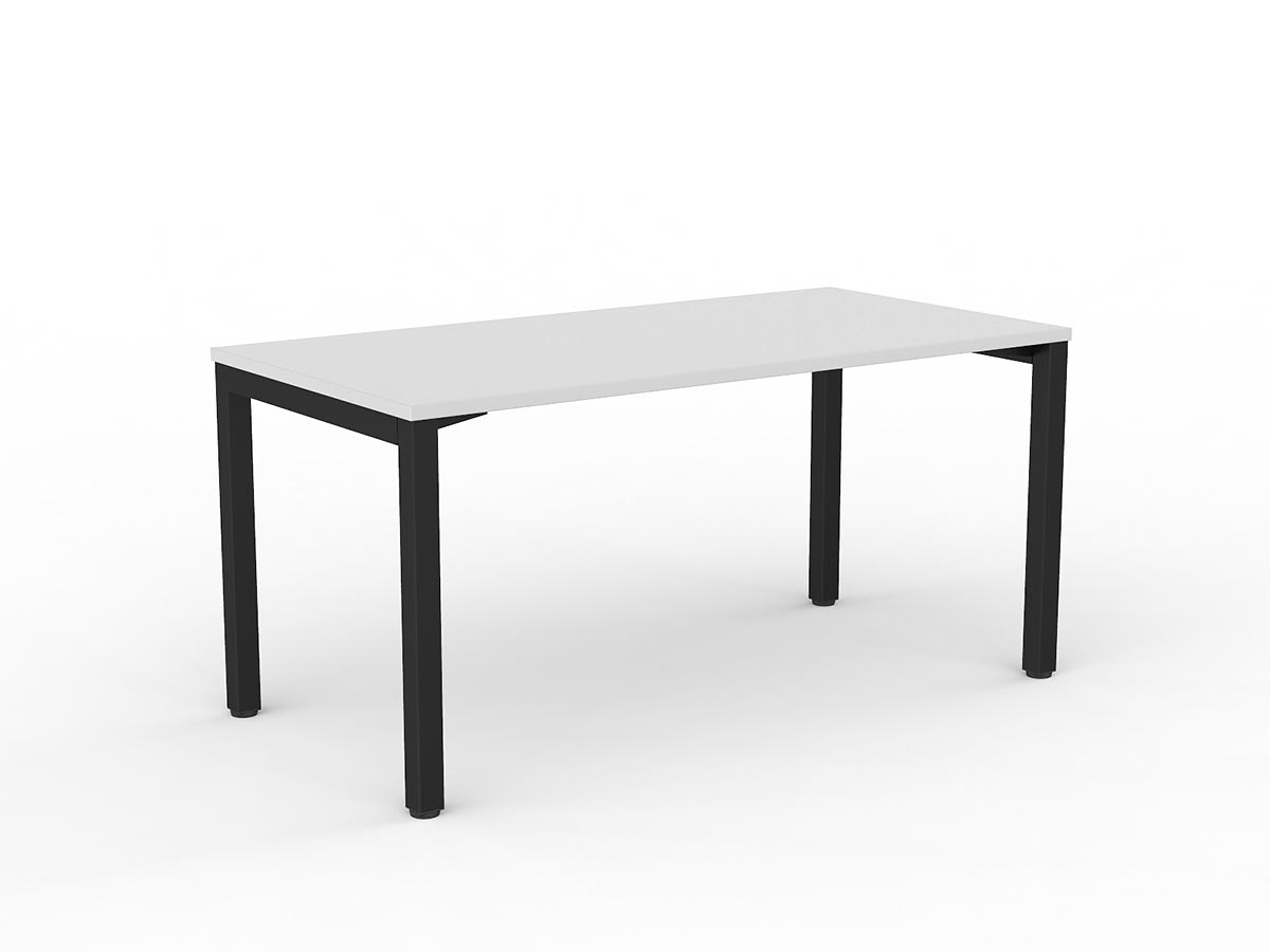 Axis Fixed Straight Desk, Studio White worktop with Black frame