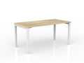 Axis Fixed Straight Desk, Smooth New Oak worktop with White frame