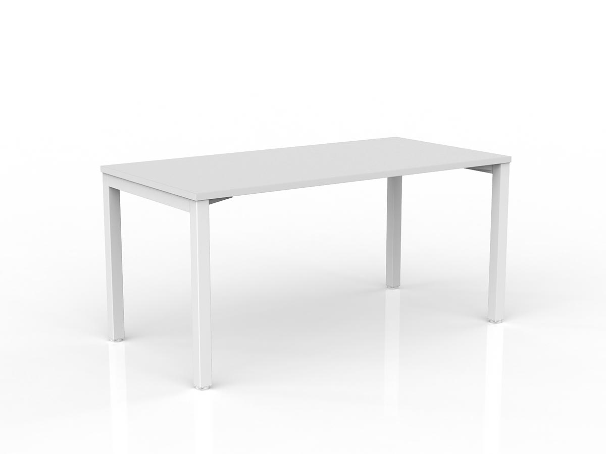 Axis Fixed Straight Desk, Studio White worktop with White frame