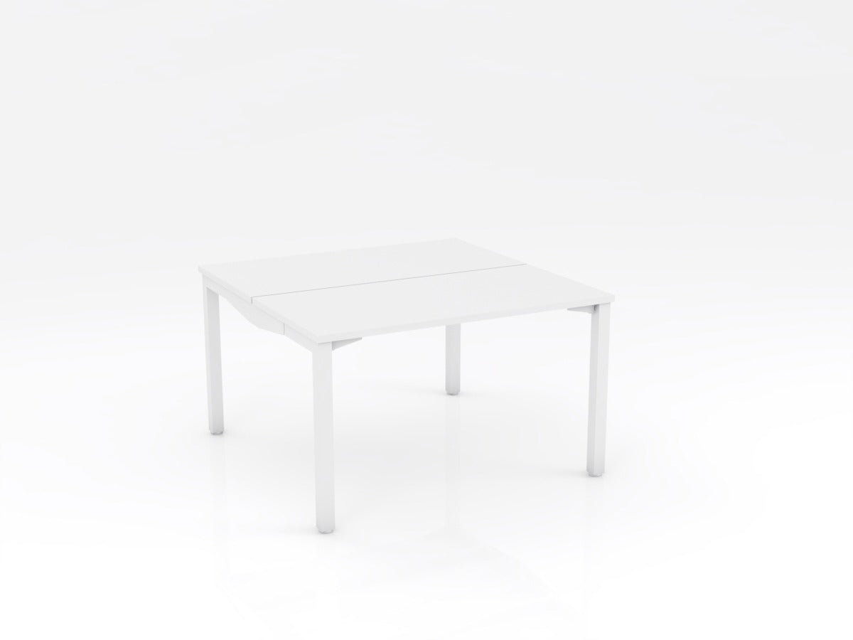 Axis Stretch Adjustable Bench Desk — White frame, white worktop