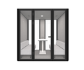 B.Quiet 2-4 Person Acoustic Meeting Pod — black exterior, dark grey interior