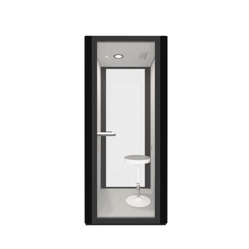 B.Quiet Single Person Acoustic Pod — black exterior, dark grey interior