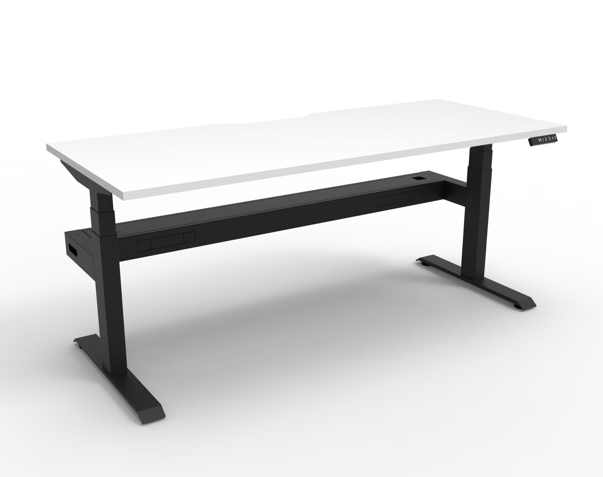 Boost+ Sit-Stand Desk — Natural White / Black Frame — + Cable Tray