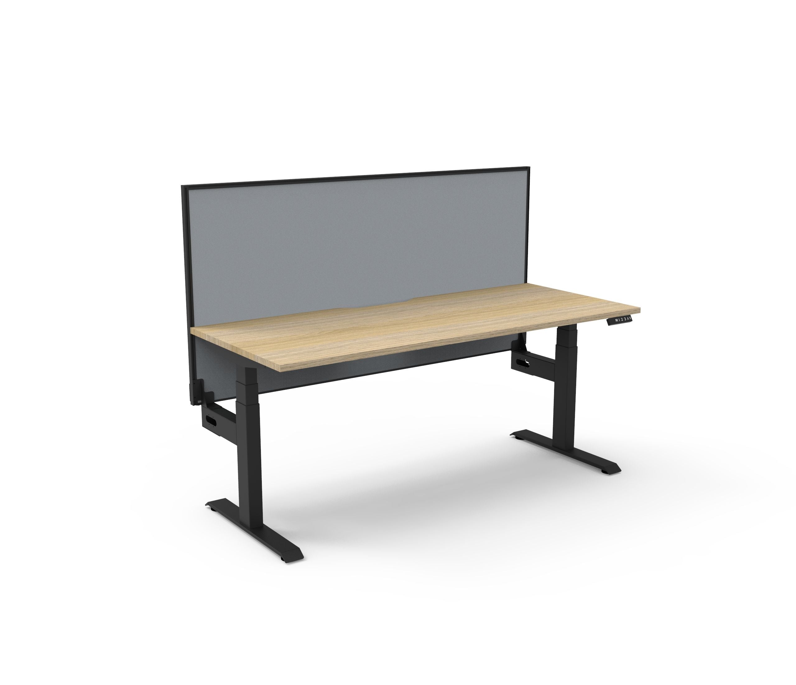 Boost+ Sit-Stand Desk — Natural Oak / Black Frame — + SHUSH30+ Screen — Grey