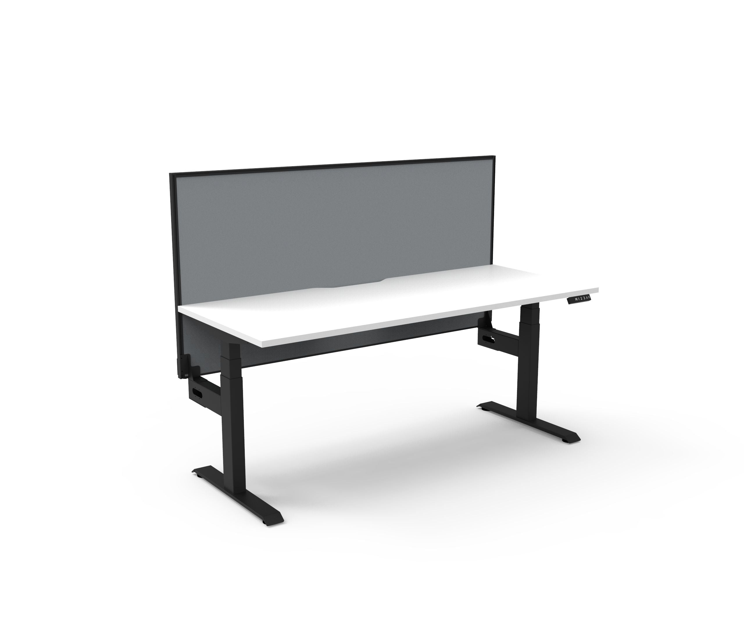 Boost+ Sit-Stand Desk — Natural White / Black Frame — + SHUSH30+ Aluminium Framed Screen