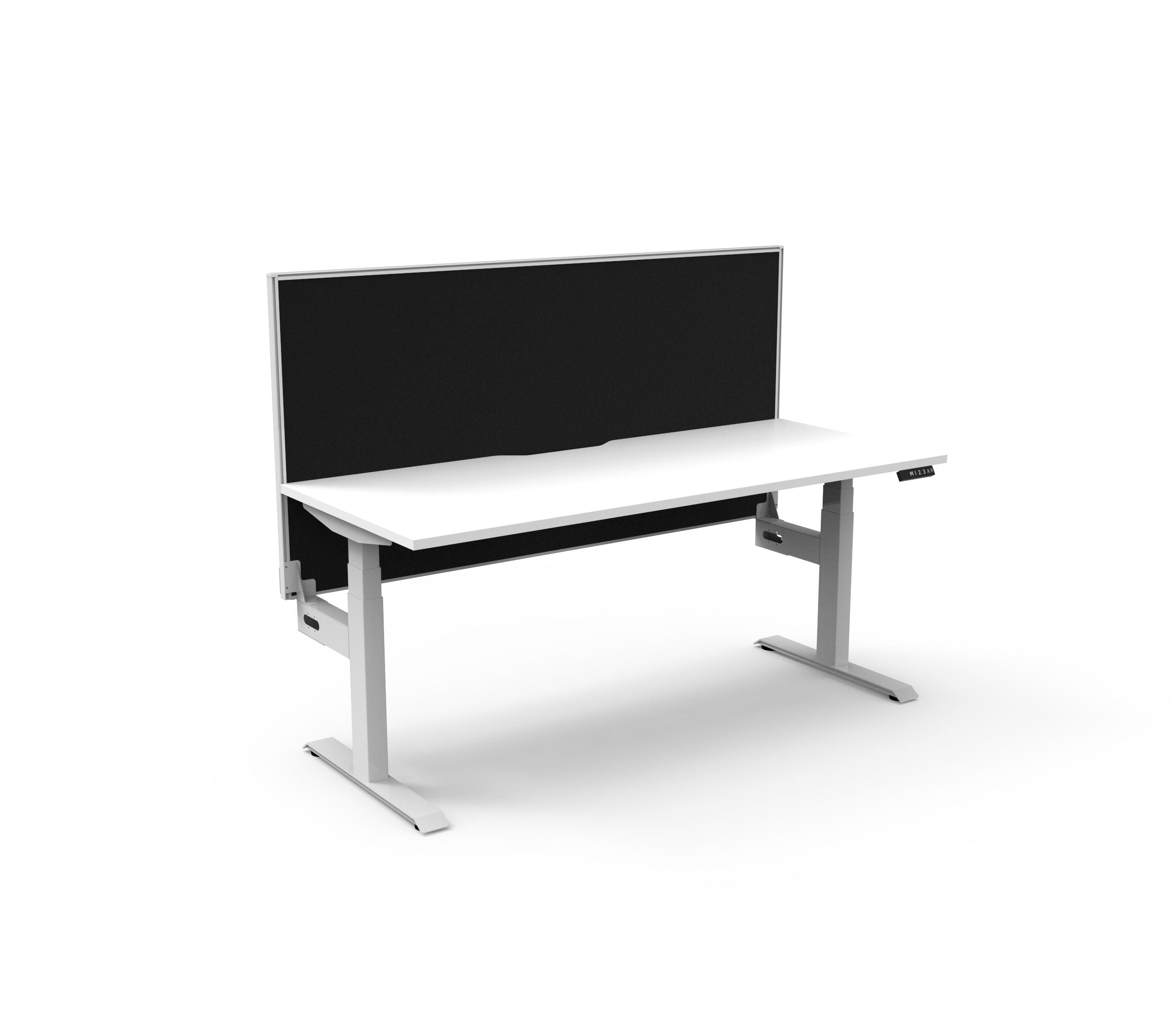 Boost+ Sit-Stand Desk — Natural White / White Frame — + SHUSH30+ Aluminium Framed Screen