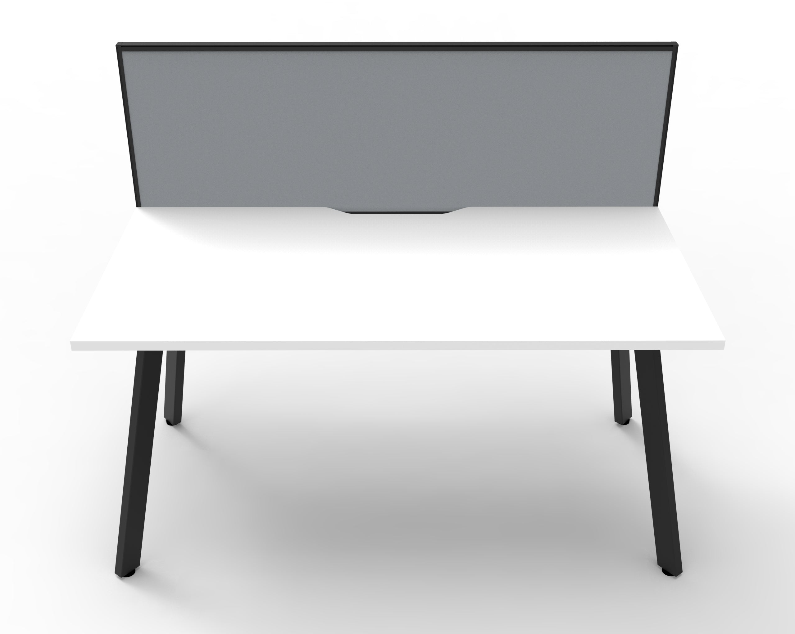 Eternity Fixed Desk — Natural White top, Black frame — Standalone configuration