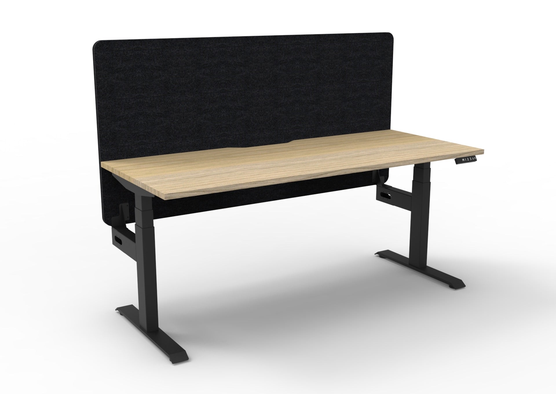 Boost+ Sit-Stand Desk — Natural Oak / Black Frame — + Eco Panel Acoustic Screen