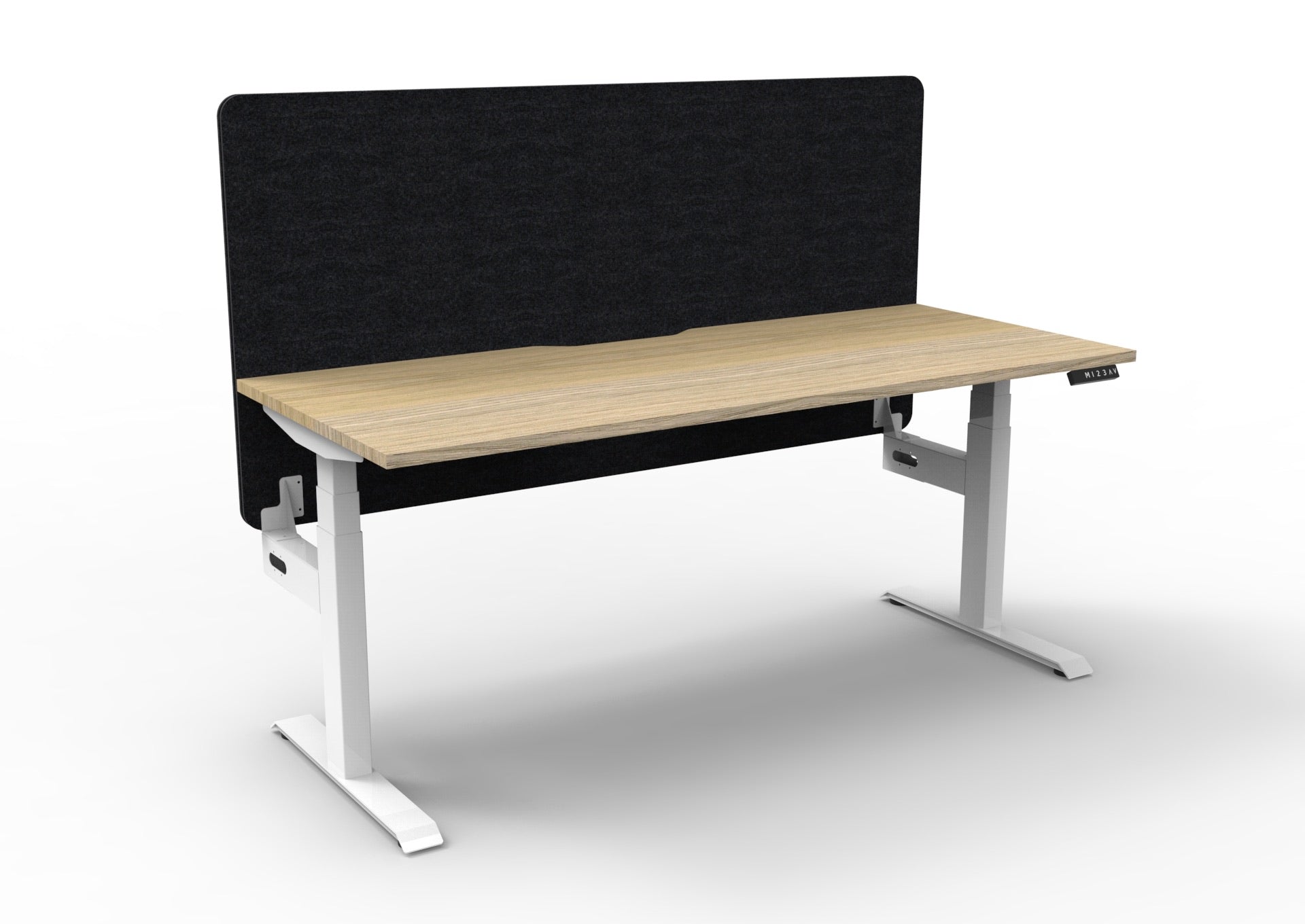 Boost+ Sit-Stand Desk — Natural Oak / White Frame — + Eco Panel Acoustic Screen