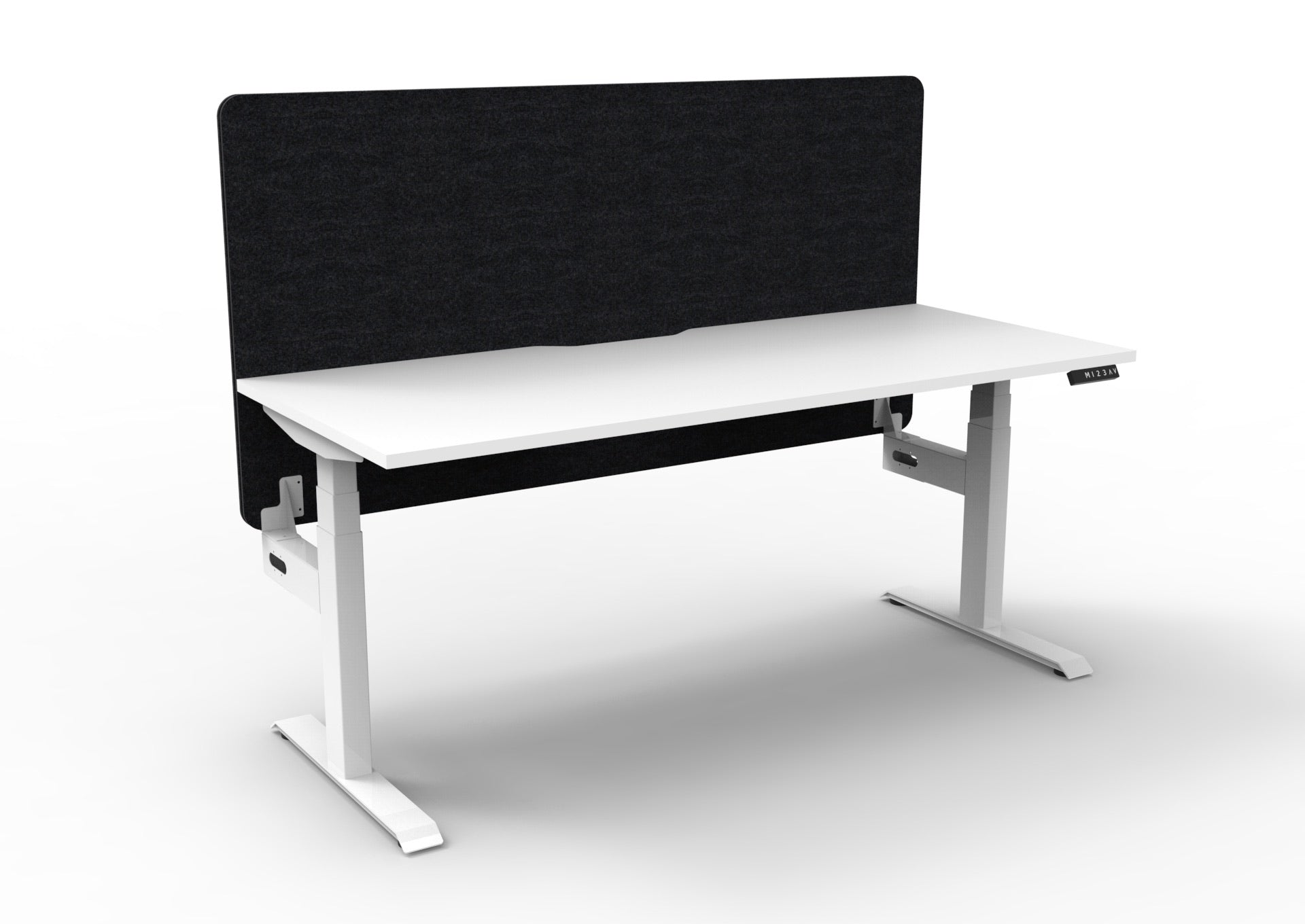 Boost+ Sit-Stand Desk — Natural White / White Frame — + Eco Panel Acoustic Screen